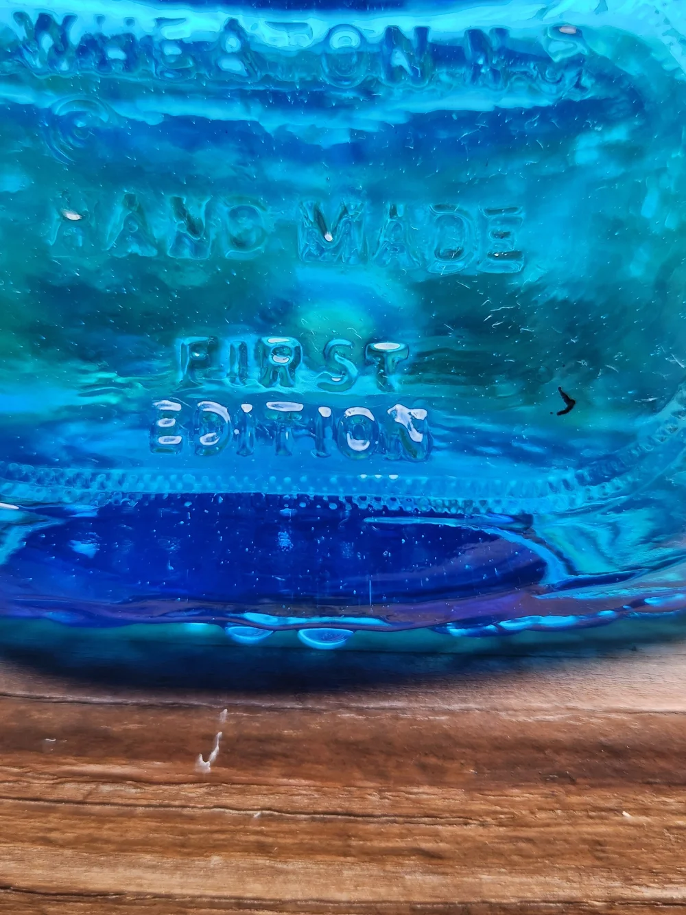 Wheaton Iridescent Blue Glass Decanter 